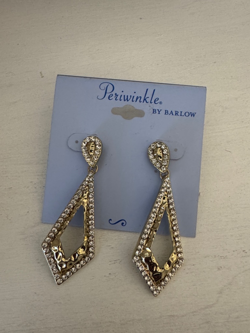 Periwinkle by Barlow Gold Crystal Frame Drop Earrings